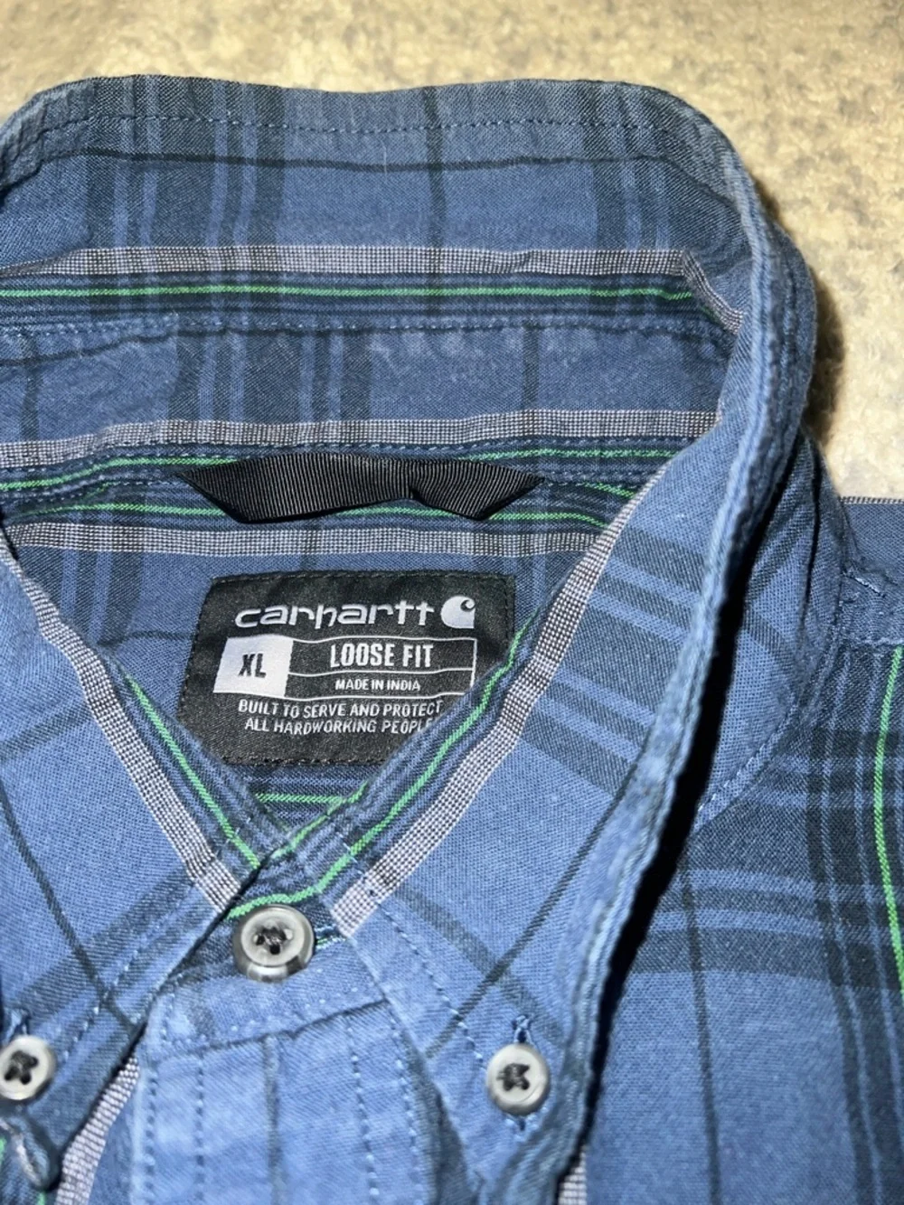 Carhartt TW4447 Men's Loose Fit Midweight Chambray Plaid Long Sleeve Shirt XL - Picture 4 of 12